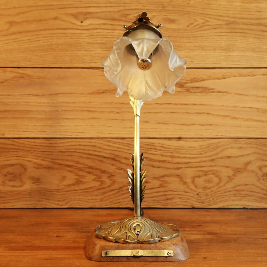 Lampe unique Art Nouveau laiton et bronze – Image 10