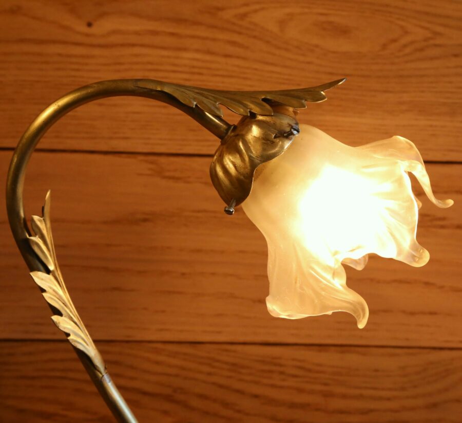 Lampe unique Art Nouveau laiton et bronze – Image 11