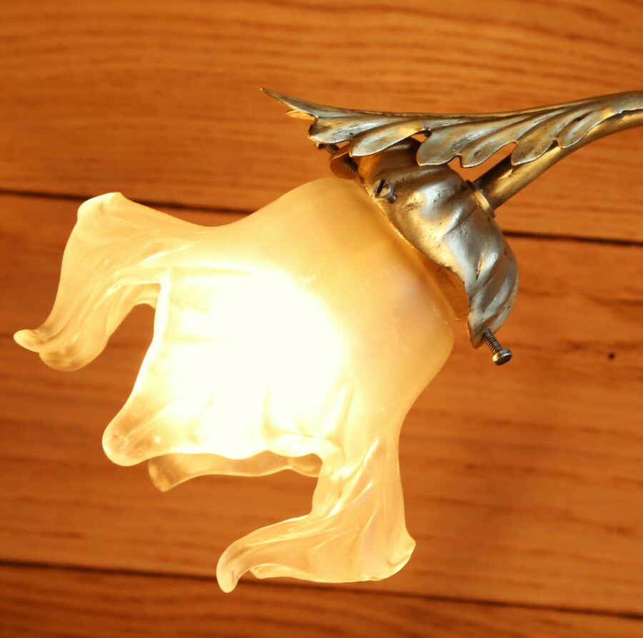 Lampe unique Art Nouveau laiton et bronze – Image 9