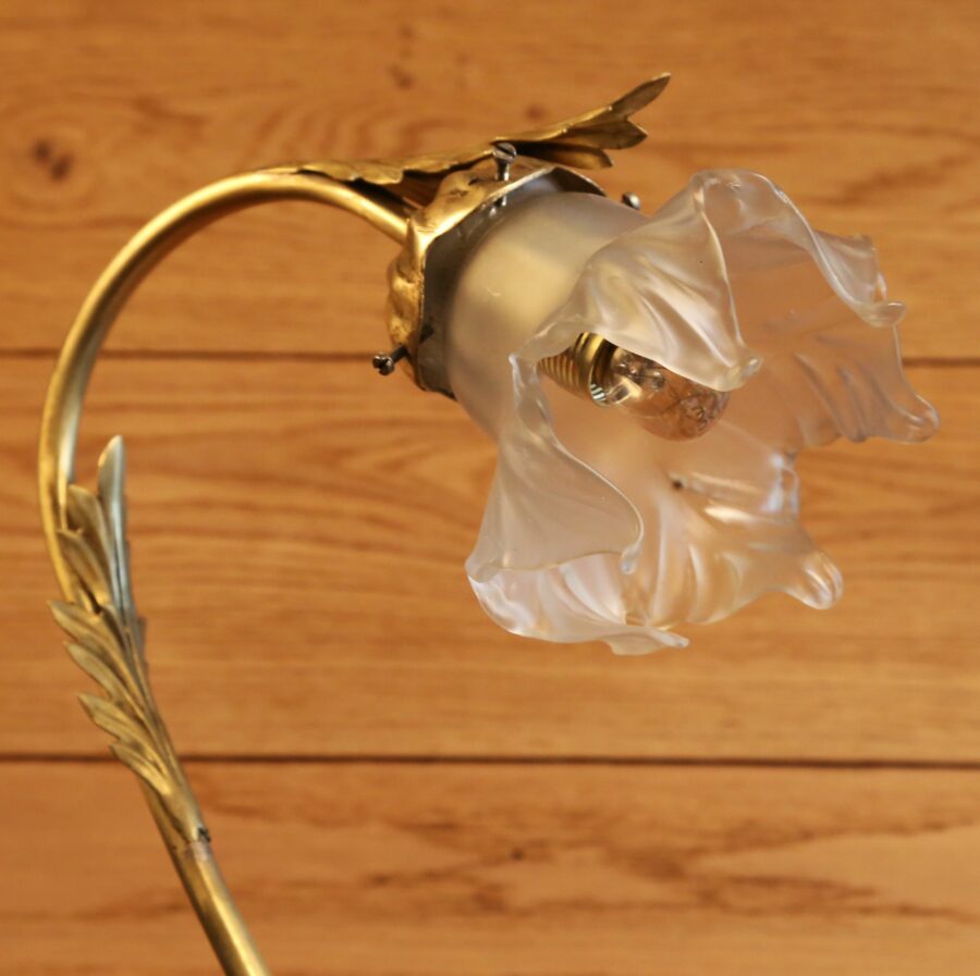 Lampe unique Art Nouveau laiton et bronze – Image 6