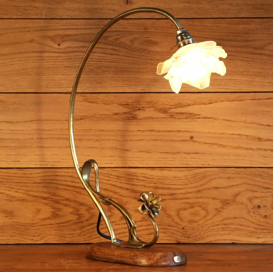 Lampe unique Art Nouveau laiton fleur – Image 11