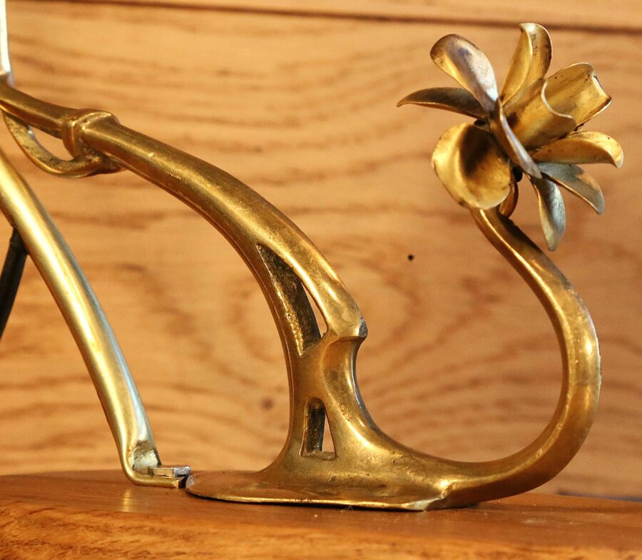 Lampe unique Art Nouveau laiton fleur – Image 6