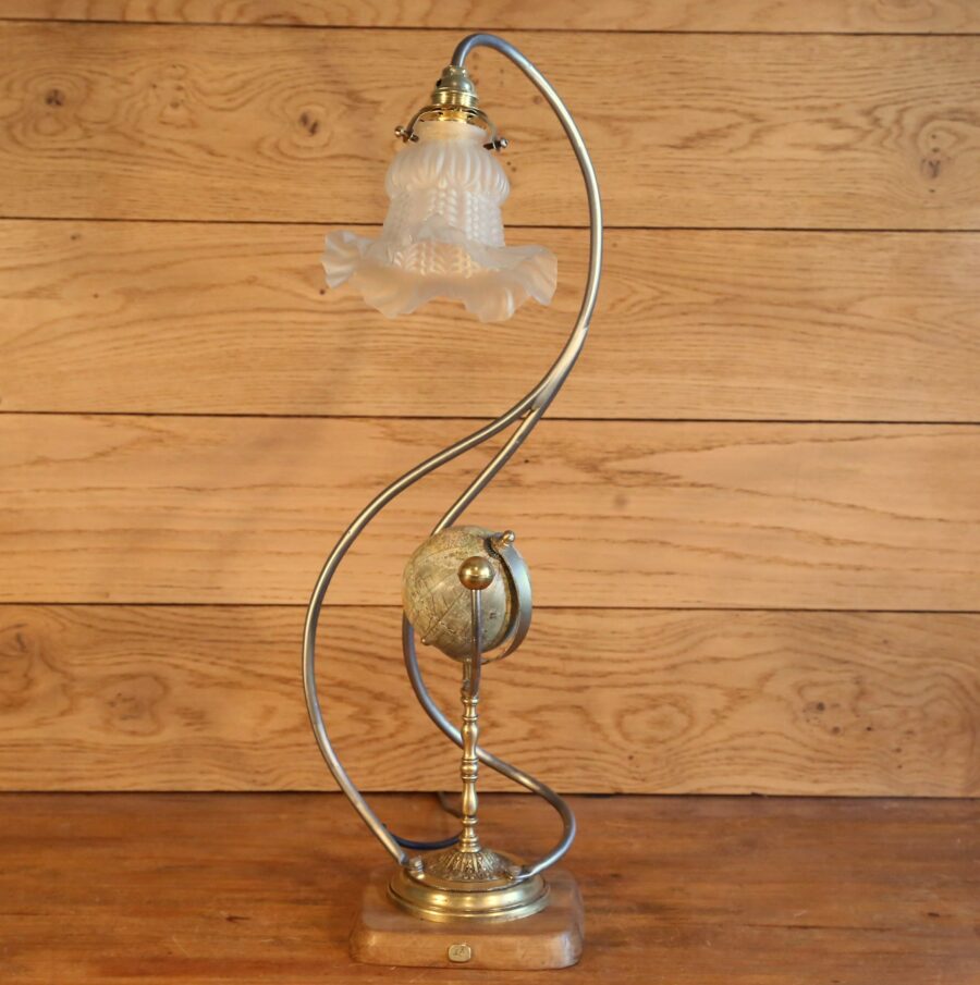 Lampe unique Art Nouveau globe terrestre – Image 9