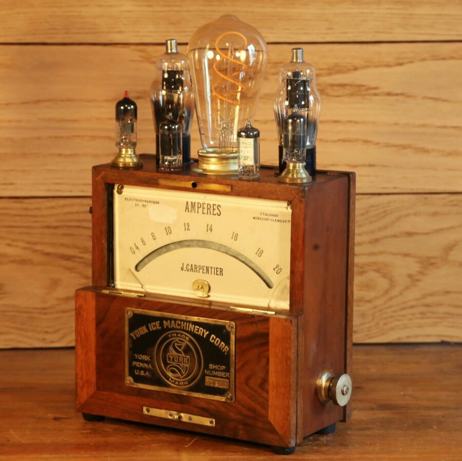 Lampe unique Steampunk création bois – Image 6